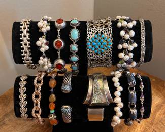 Beautiful estate selection of sterling silver bracelets and cuffs