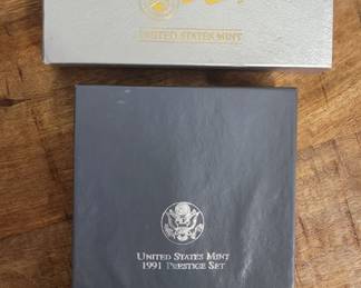 20th Anniversary U.S. Mint Silver American Eagle Coin Set, 1991 U.S. Mint Prestige Set.