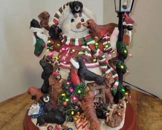 Danbury Mint Snowman Dachshund light up Christmas 
