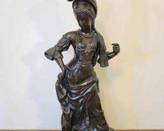 French bronze lady statue - measures 24.5" tall