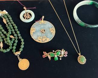 Jade and gold jewelry