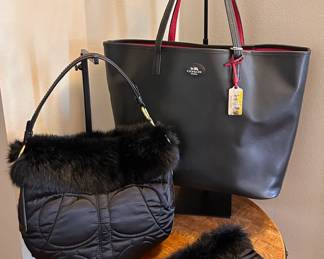 Coach fur bag and wristlet, Coach tote
