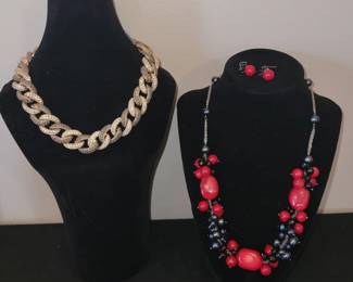 Sterling silver necklaces, red coral pearl
