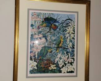 "Parrot and Hibiscus" Signed and Numbered Art by John Powell