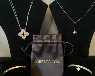 Roberto Coin 18k diamond Princess Venetian necklaces and Roberto Coin Symphony Pois Moi bangle bracelets