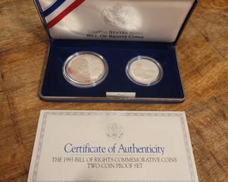 U.S. 1993 Silver Bill of Rights Commemorative Two Coin Proof Set