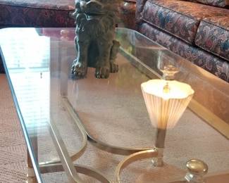 1970's brass and glass table