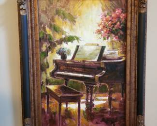 Beautiful piano oil painting. 