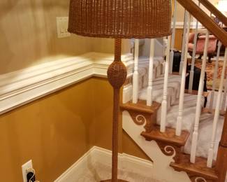 Basement,  wonderful wicker floor lamp 
