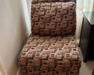 #22 Brown/Tan/Cream Armless Overstuffed Armless Chair - 35" Wide w/Attached Cushions $75.00