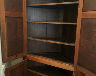 #131 Wood Corner Cabinet w/4 doors - Primitive w/4 shelves - 48x24x87 $350.00