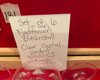 #186 Set of 6 Nachtmann Bleikristall Clear Crystal Cordial Glasses $50.00