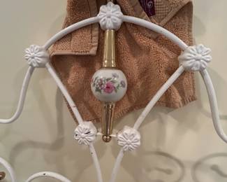 #49 Decorative metal Twin Headboard/Footboard w/brass & ceramic Ball $150.00