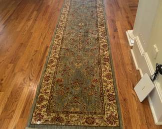 #119 Shaw Machine Made Runner Rug - Sage Green/Rust/Cream - 30x116 $150.00