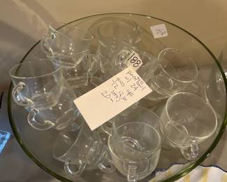 #188 Glass Punch Bowl w/24 Glass Cups (2 12pc sets) $20.00