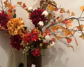 #85 Vase w/Red/Gold Flowers (vase is 12" tall) $20.00