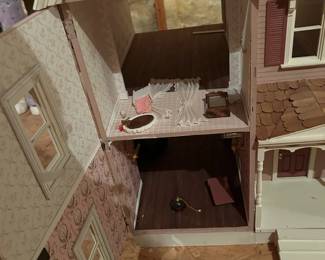 #75 Wood Mauve 3 story Doll House w/stairs - Custom Built - 42x27x31 $100.00