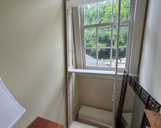 #60 Wood Shelf w/8 shelves - Built in painted White w/adjustable shelves - 24.5x6.5x72 $75.00