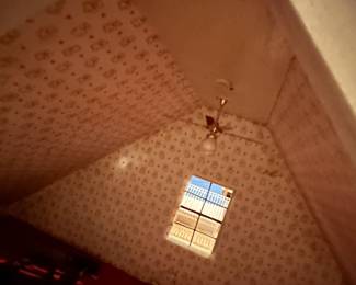 #76 White 3 story Doll House w/Burgandy Shutters - w/curving Staircase - custom Built - 38x15x34 $75.00