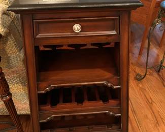 #168 Wood Wine Rack w/7 Bottles w/wine Glass Holder w/Marble Top w/pull-out side Shelf - w/1 drawer - 20x16x41 $250.00