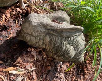 #222 concrete laying rabbit 14 long $30.00