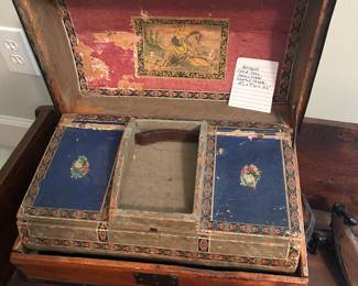 #93 Antique Child/Doll Small Dome Sampler Trunk - 14"Lx 9"Wx10.5" $75.00