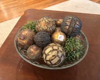 #172 Heavy Brass Bowl w/decorative Balls $30.00