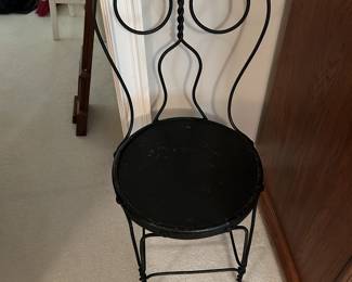 #35 Ice Cream Black Metal Chair w/wood seat $25.00
