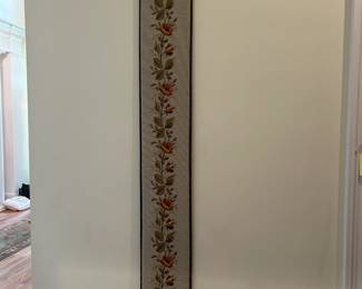 #130 Tapestry Bell Pull Needlepoint of Coral Flower - w/brass top - 56" Tall $30.00