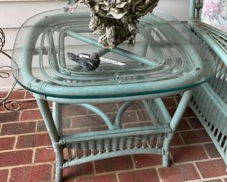 #200 Square Rattan End Table w/glass top - 29x29x23 $60.00