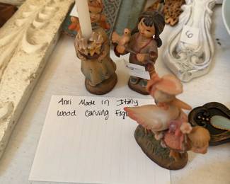 #126 Anri Made in Italy Wood Carved Figurines - set of 3 $58.00