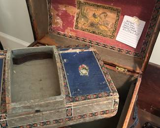 #93 Antique Child/Doll Small Dome Sampler Trunk - 14"Lx 9"Wx10.5" $75.00
