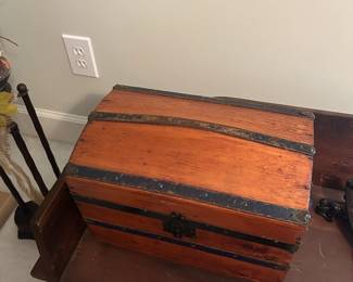 #93 Antique Child/Doll Small Dome Sampler Trunk - 14"Lx 9"Wx10.5" $75.00