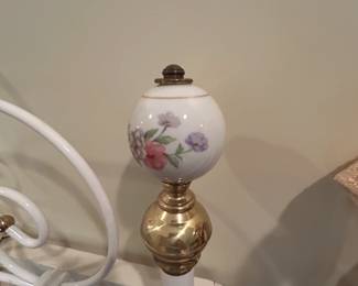 #49 Decorative metal Twin Headboard/Footboard w/brass & ceramic Ball $150.00