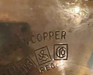 #212 Gold Feder Silver Co. Silver on Copper set of 4 pieces plus Tray $175.00