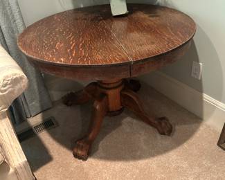 #138 Round Oak Pedestal Table w/Claw Feet (as is finish) - 41 Diameter x 29 $125.00
