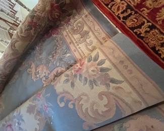 #56 Chinese Hand-knotted Tufted Rug - 8x10 - Smoky Blue/Coral/Green $125.00