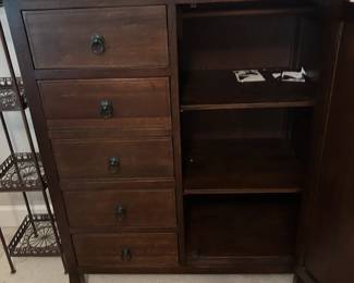 #25 Armoire w/5 drawers & 3 Shelves w/1 door w/glass protect - 40x19x48 $125.00