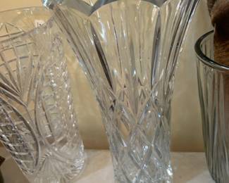 #121 Crystal Vase - 14" Tall w/scalloped Top $20.00