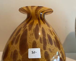 #156 Glass Vase - Made in Italy - 9" Tall Brown/Tan $30.00