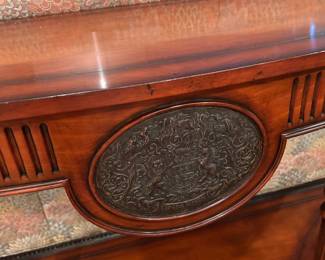 #167 Half-Moon Sofa Table w/metal Embossed Front - 70x18x34 $175.00