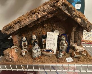 #82 Mexican Pottery Nativity set - 13pc. $30.00