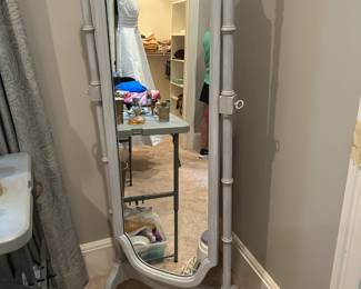#145 Sea Salt Distressed Floor Length Mirror on Stand - 64" Tall $75.00