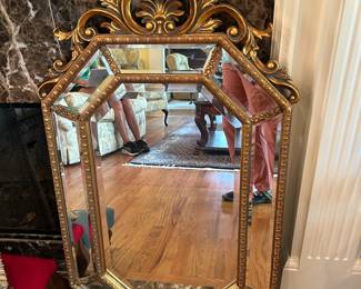 #18 Gold Painted Wood Oval Mirror w/Beveled Edges - 40x23 $150.00