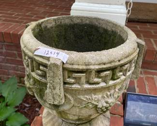 #228 concrete pot on stand as is foot 12x14 $20.00