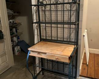 #189 Bakers Rack w/4 shelves & 2 Wooden Drawers w/1 wood Shelf - 31x19x75 $75.00