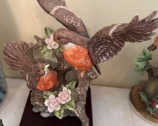 #129 Statue of 2 Robins by Brinn w/stand $25.00