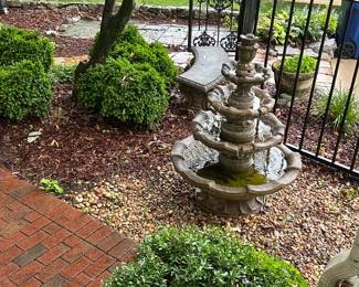 #224 concrete 6 piece bird bath fountain electric needs a pump 32x58 $200.00
