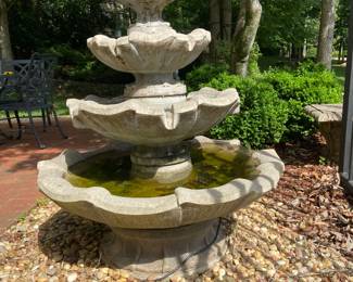 #224 concrete 6 piece bird bath fountain electric needs a pump 32x58 $200.00 you MOVE