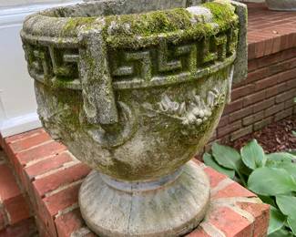#229 concrete pot on stand foot 12x14 $30.00